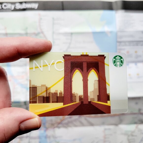 Starbucks Other - Vintage Starbucks NYC Brooklyn Bridge Unused Collectible Gift Card + Subway Map